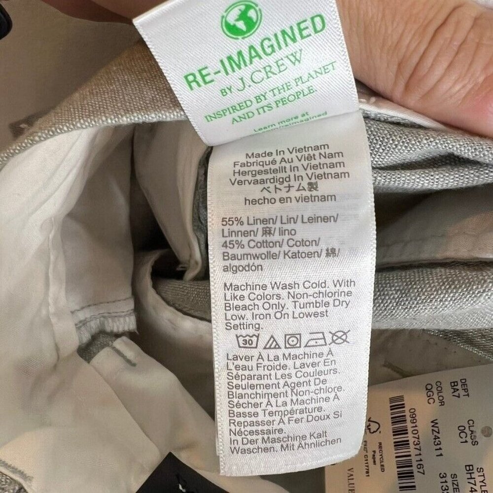 J.Crew $98 Straight-fit linen-cotton blend pant Quarry Green 31X32 BH747 - Picture 9 of 9